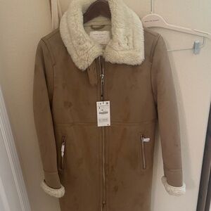 Zara Woman Cream Shearling Outerwear